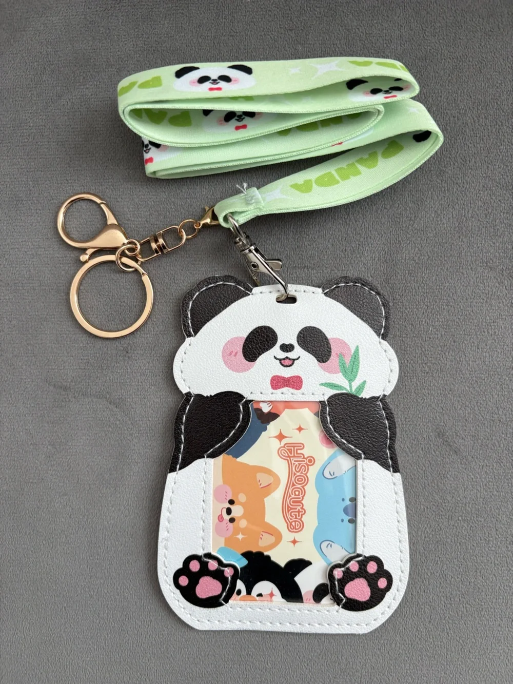 Hisocute Panda Card Holder with Mint Lanyard